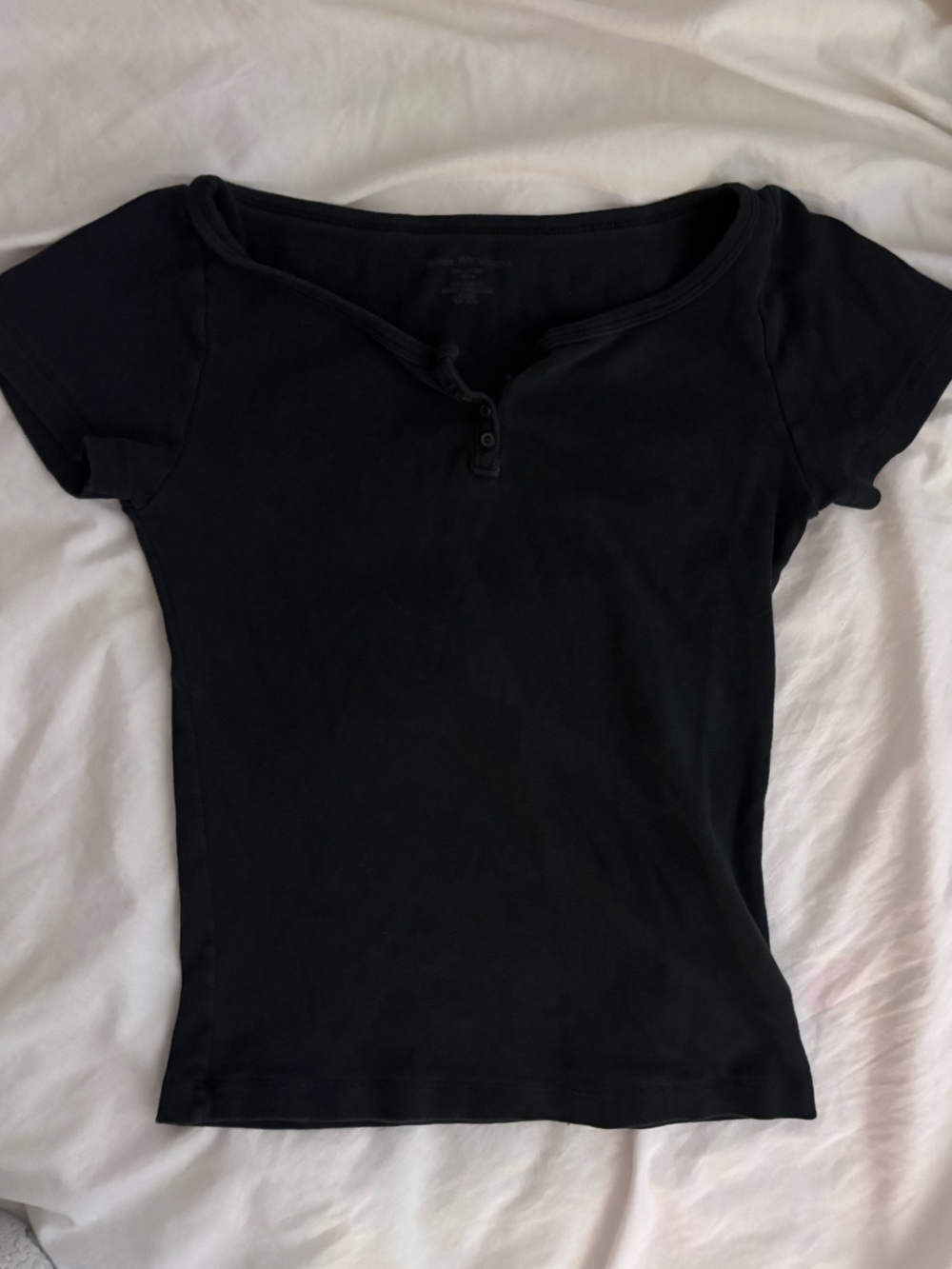 Brandy Melville Black Short Sleeve Henley Top